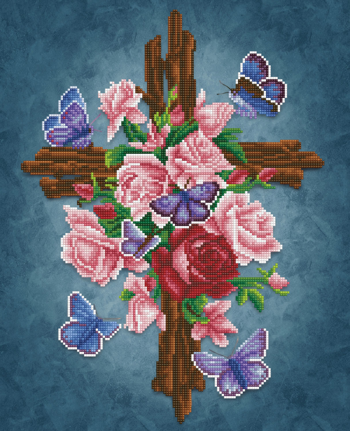 Tablou cu diamante – Cruciuliță cu flori și fluturi, 42 x 52 cm edituradiana.ro imagine 2022