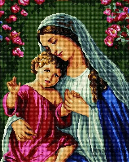 Tablou cu diamante – Fecioara Maria si Iisus 40 x 50 cm