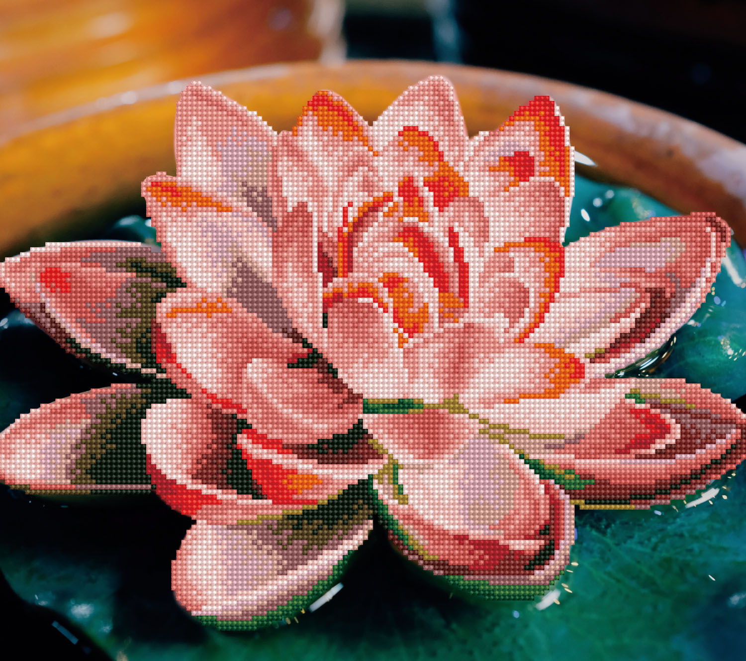 Tablou cu diamante – Floare de lotus, 42 x 45 cm edituradiana.ro