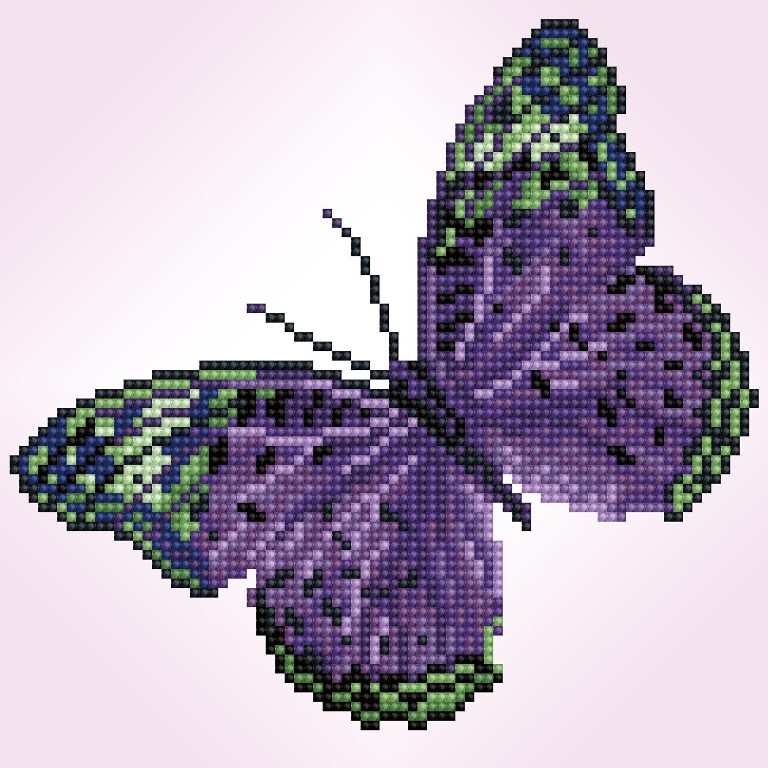Tablou cu diamante – Fluture mov cu verde, 23 x 23 cm edituradiana.ro