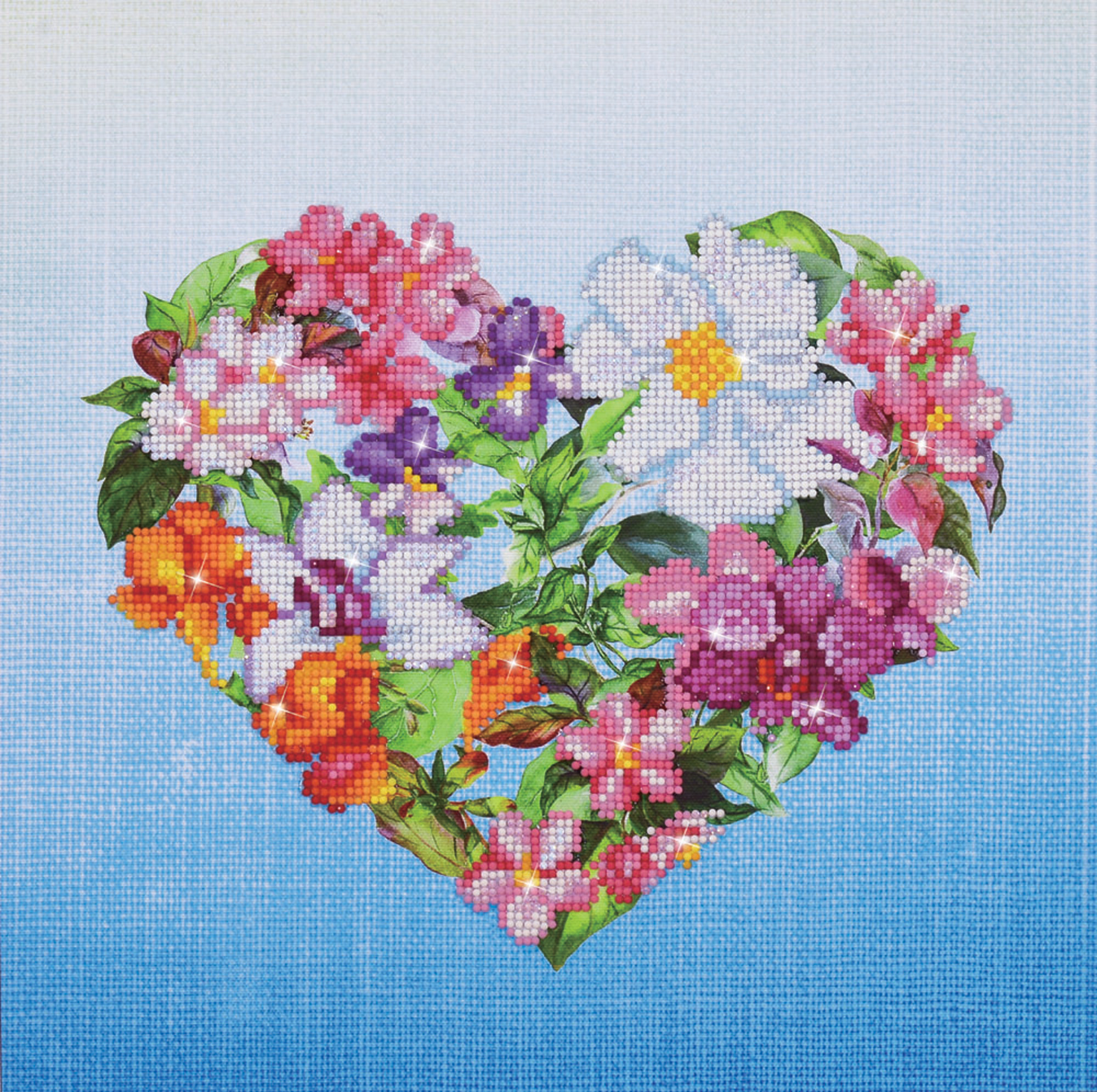 Tablou cu diamante – Inimă din flori, 37 x 37 cm diamante poza 2022