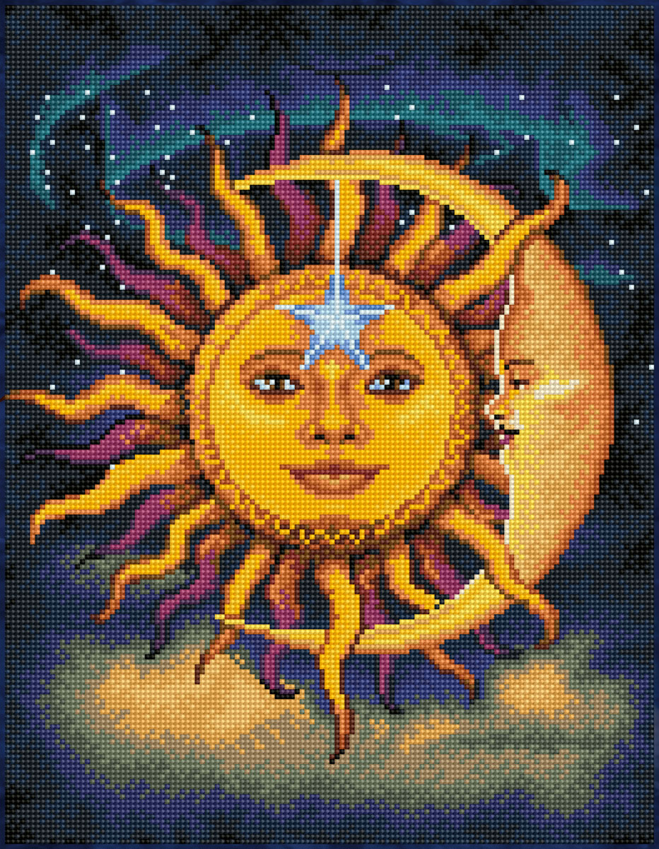 Tablou cu diamante – Luna și soarele, 35 x 45 cm diamante poza 2022