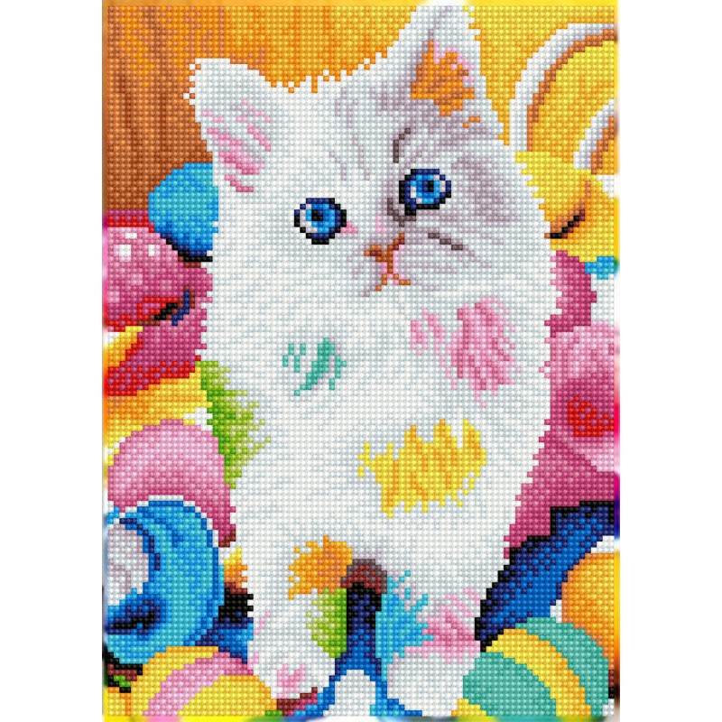 Tablou cu diamante – Pisicuța pictoriță, 35 x 25 cm edituradiana.ro