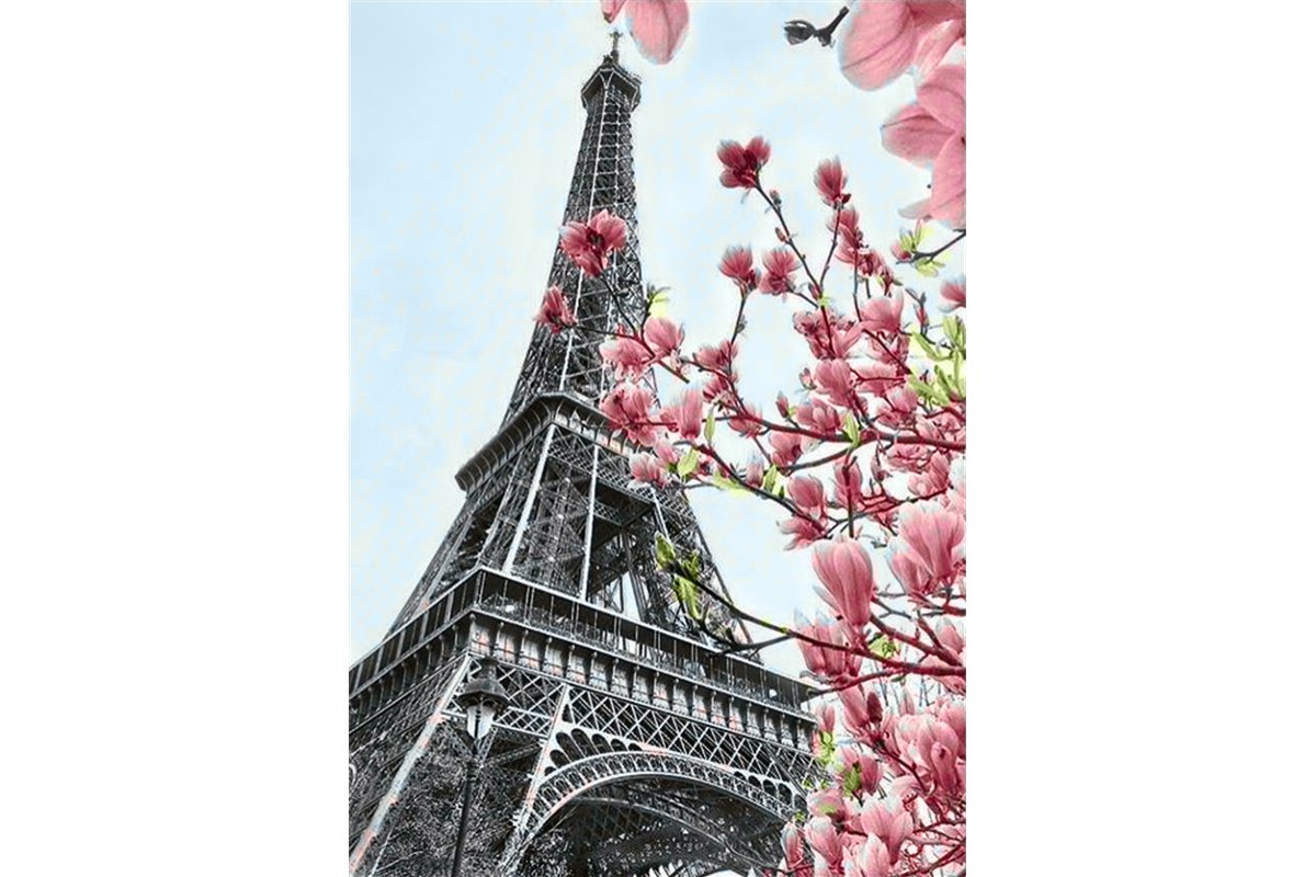 Tablou cu diamante - Primăvară în Paris, 20 x 30 cm