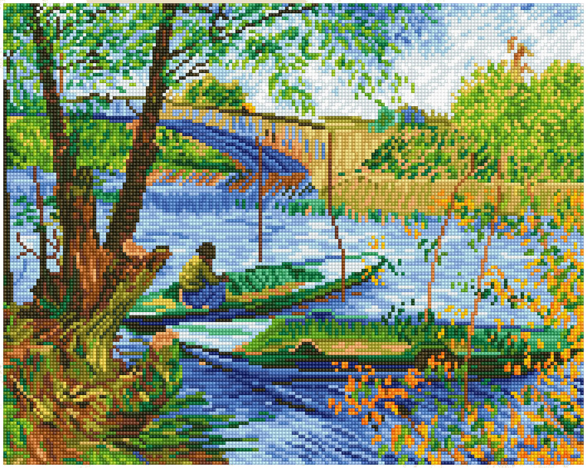 Tablou cu diamante – Primăvara la pescuit (Van Gogh), 40 x 50 cm edituradiana.ro imagine 2022