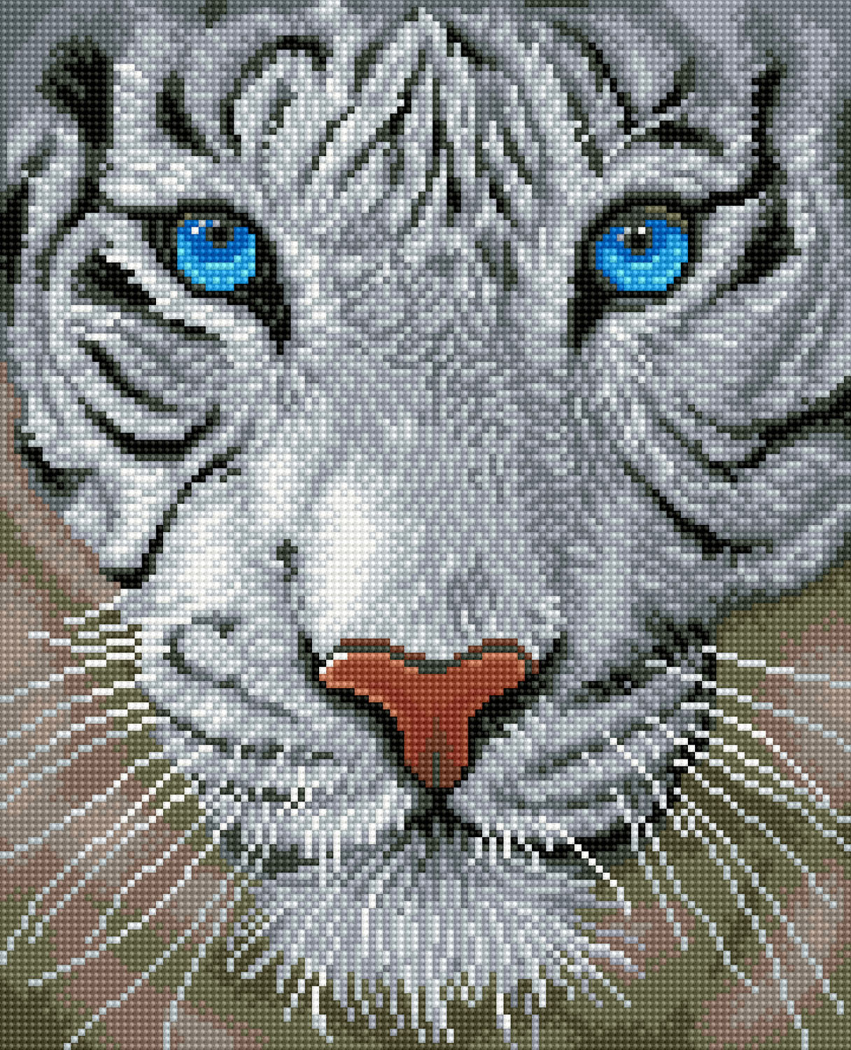 Tablou cu diamante - Tigru alb, 34 x 42 cm