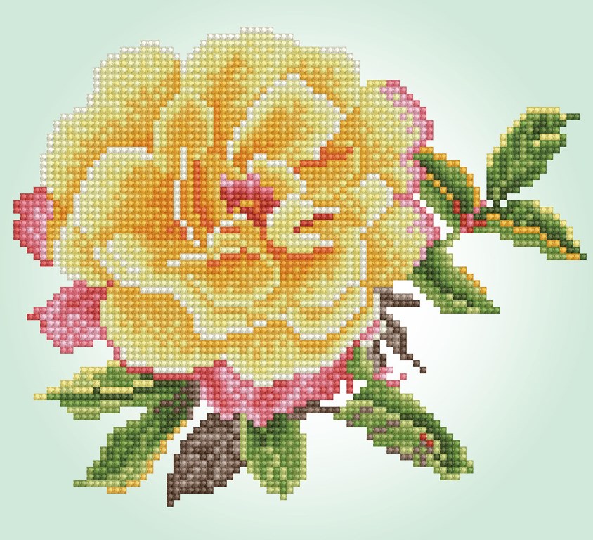 Tablou cu diamante –Trandafir galben înflorit, 23 x 25 cm edituradiana.ro