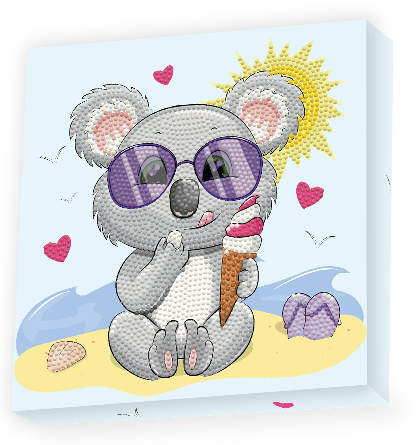 Tablou Diamond Box - Koala și înghețata, 22 x 22 cm