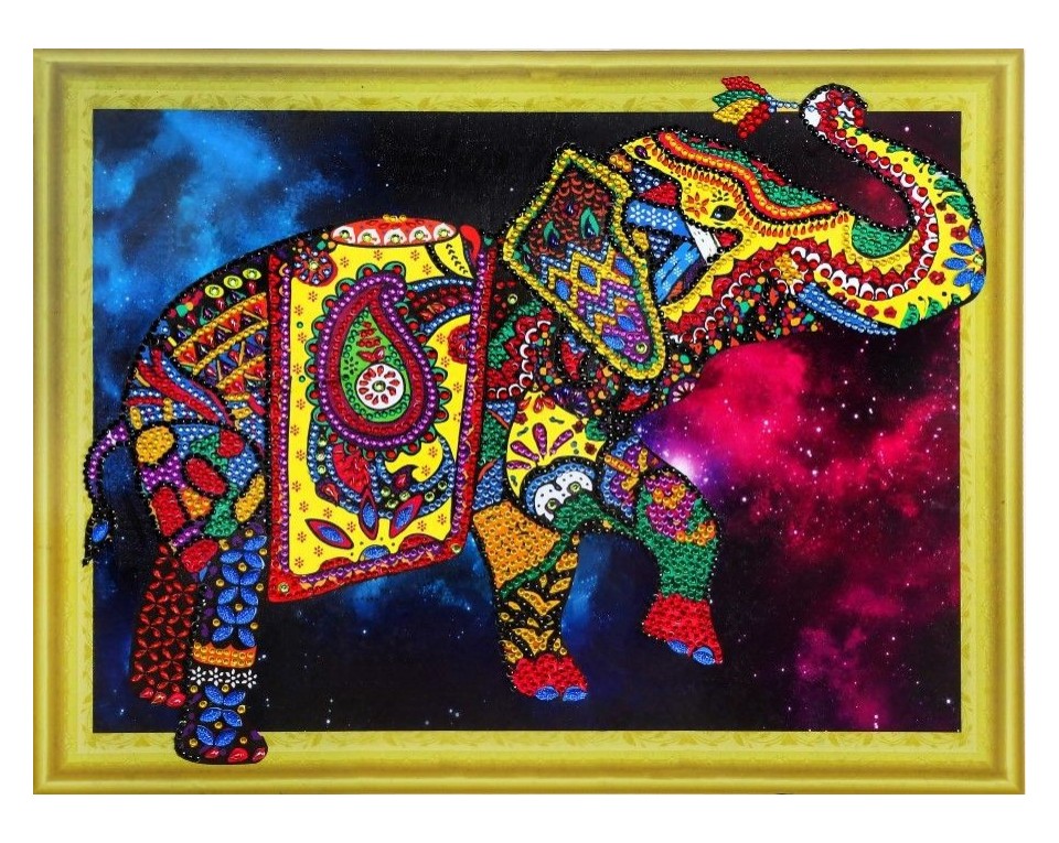 Tablou 5D cu diamante înrămat - Elefant