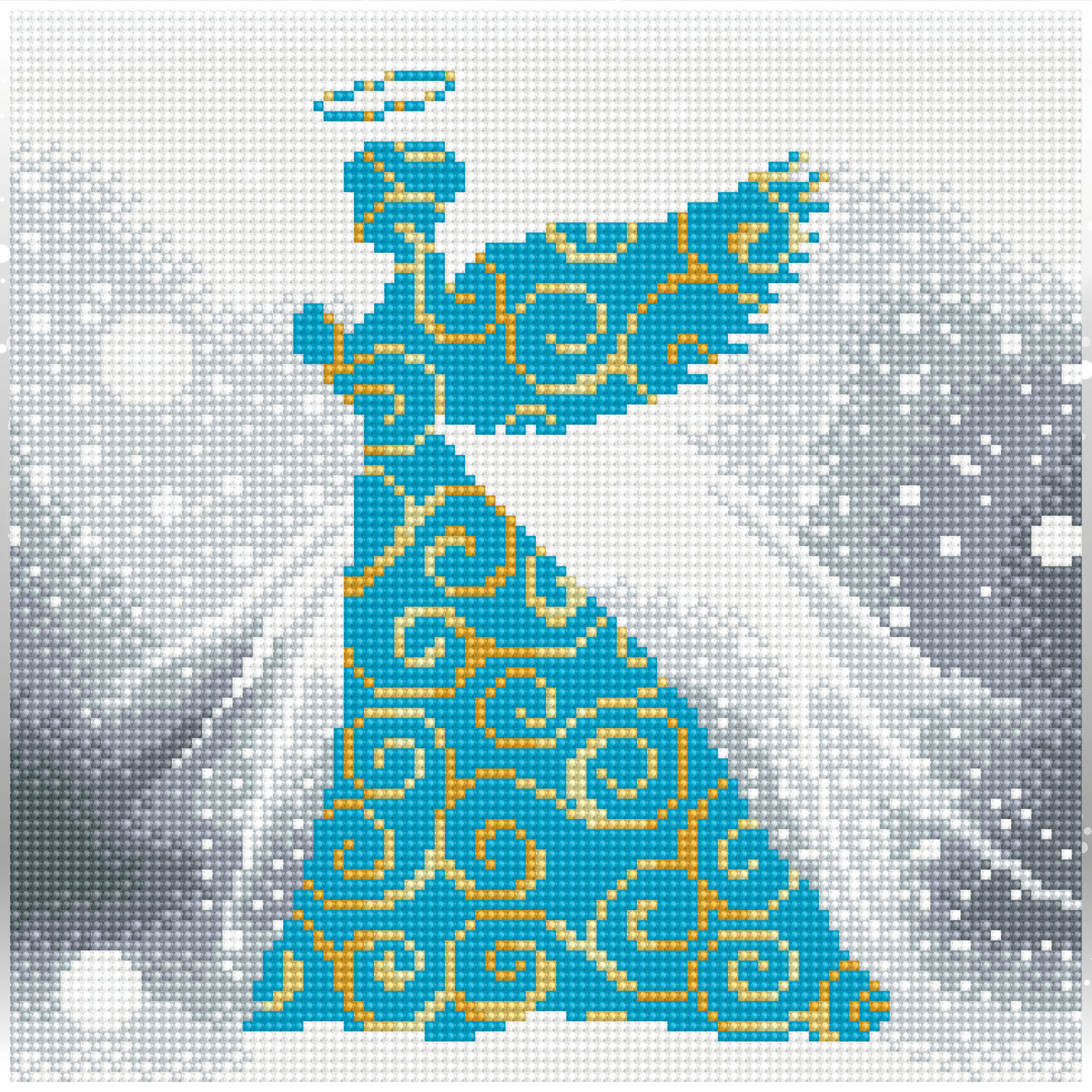 Tablou cu diamante - Înger albastru, 31 x 31 cm