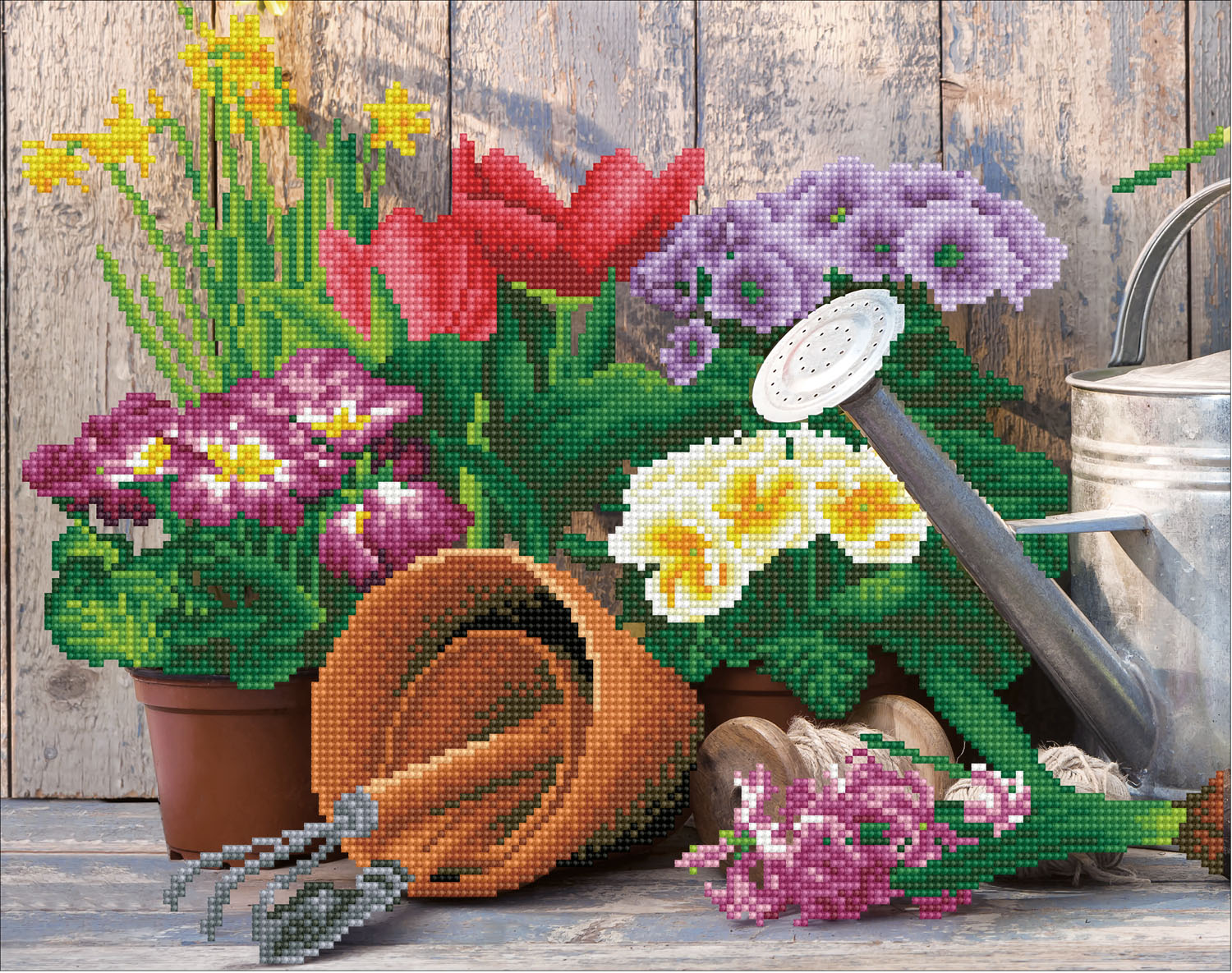 Tablou cu diamante – Flori și unelte de grădinărit, 47 x 37 cm edituradiana.ro poza 2022