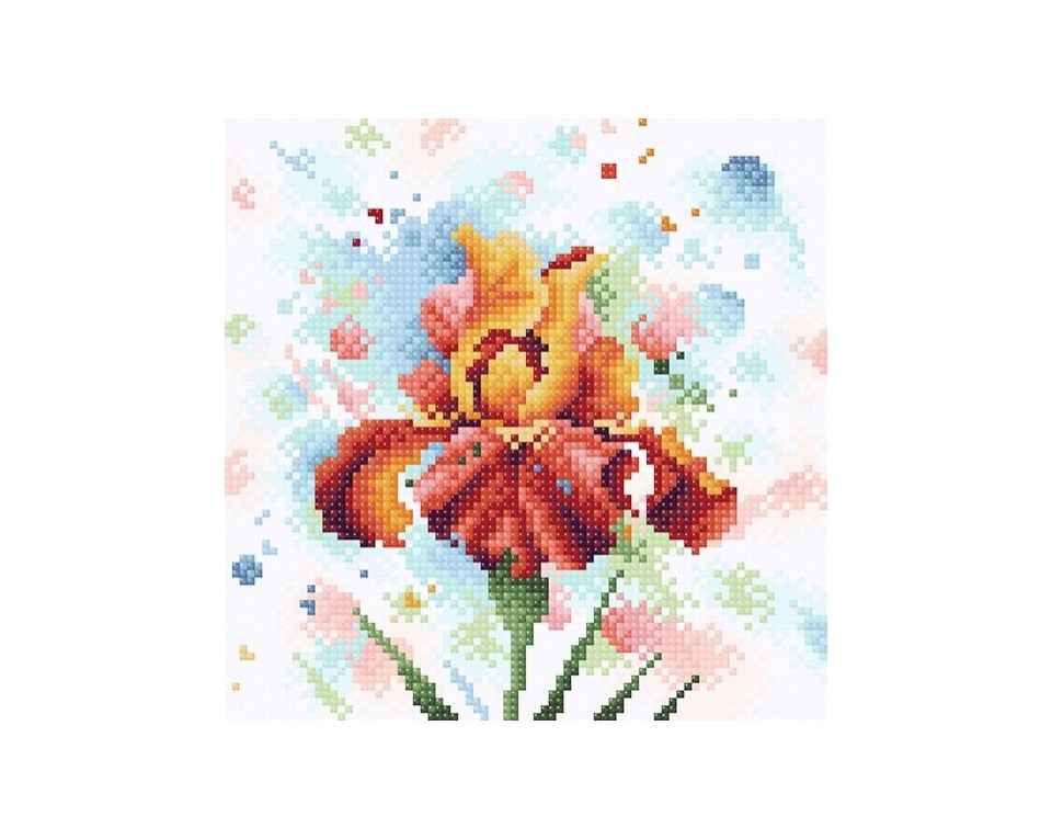 Tablou cu diamante - Iris portocaliu (20 x 20 cm)