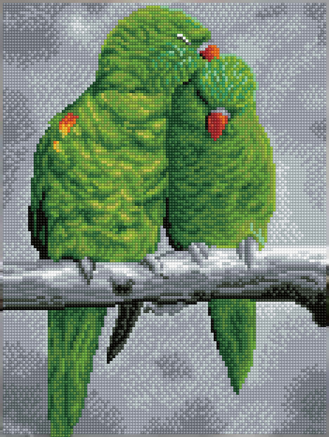 Vezi detalii pentru Tablou cu diamante – Papagali verzi, 41 x 31 cm