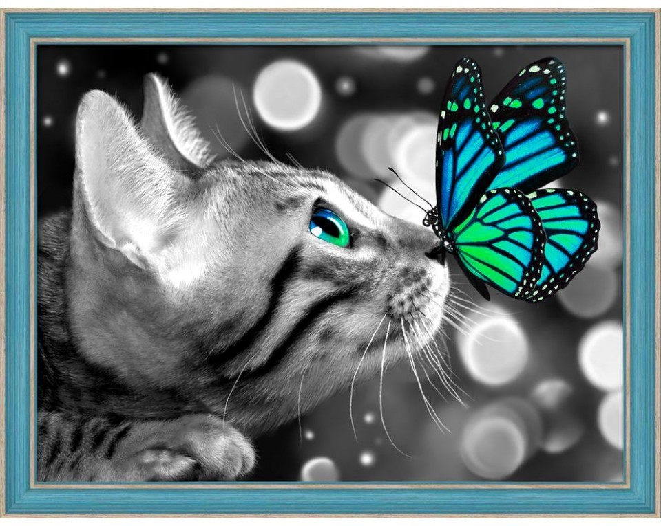 Tablou cu diamante – Pisică bengaleză și fluture (40 x 30 cm) edituradiana.ro imagine 2022