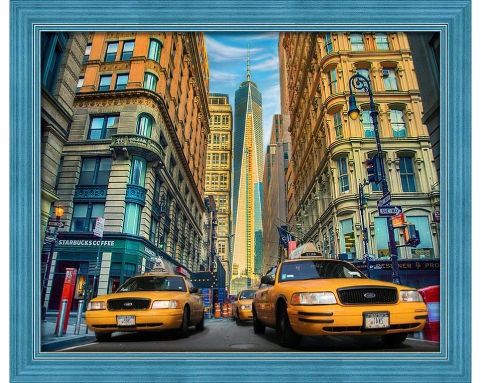 Tablou cu diamante - Taxiuri în New York (40 x 50 cm)