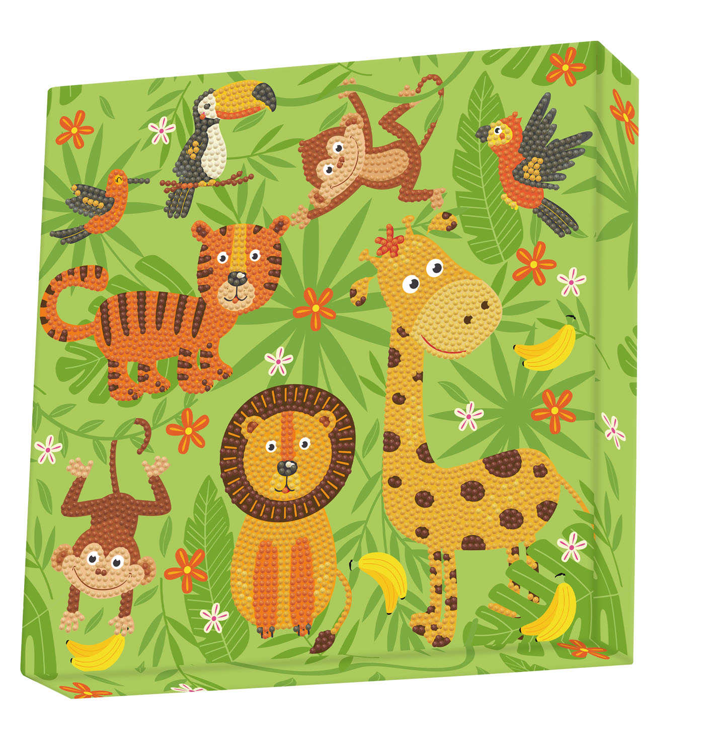 Vezi detalii pentru Tablou Diamond Box – Animale din junglă, 28 x 28 cm