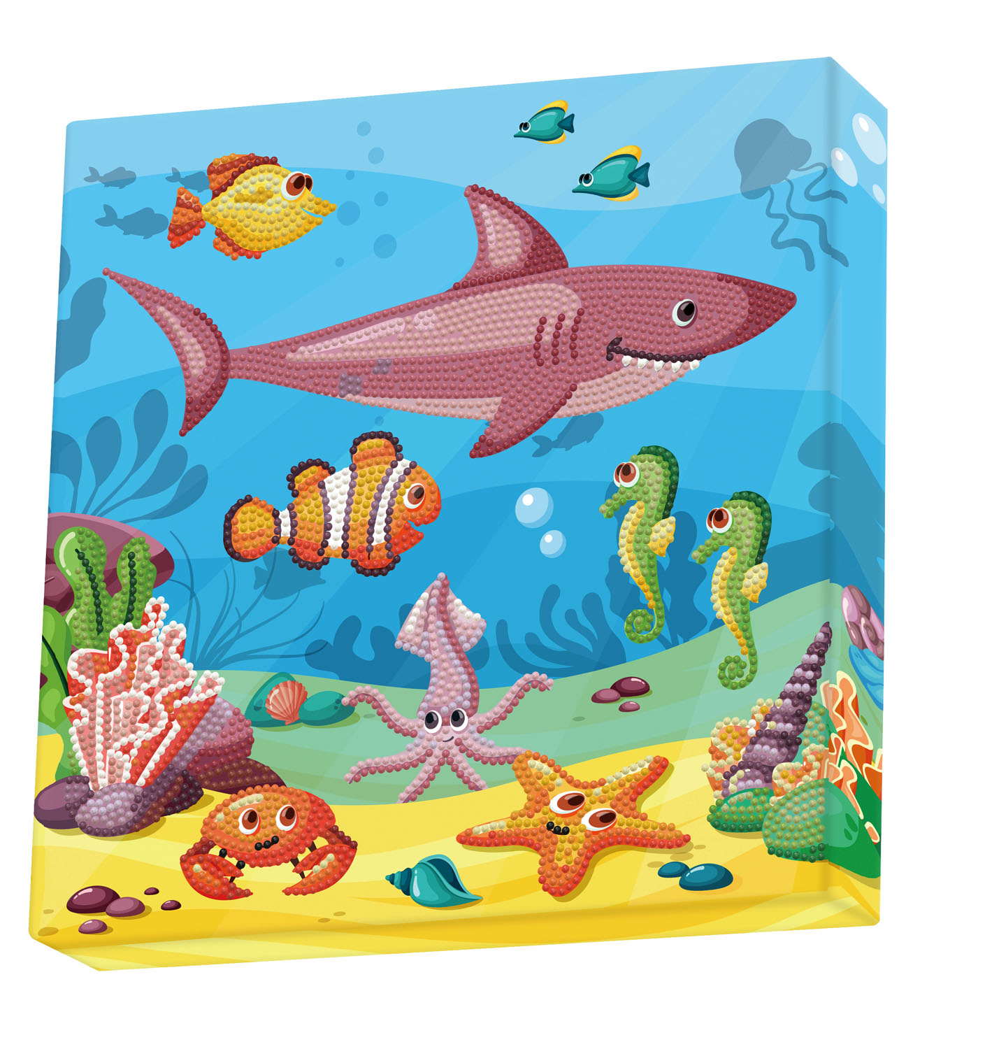 Vezi detalii pentru Tablou Diamond Box – Animale din ocean, 28 x 28 cm