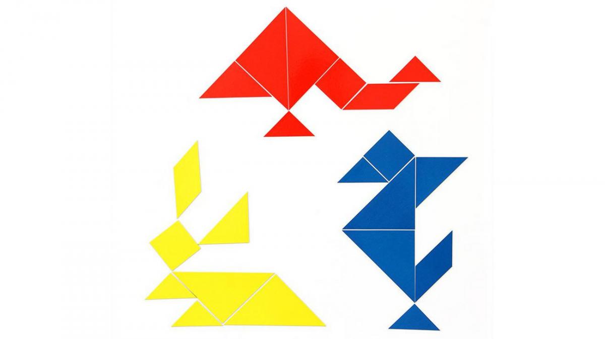 Tangram cu 21 de piese magnetice colorate