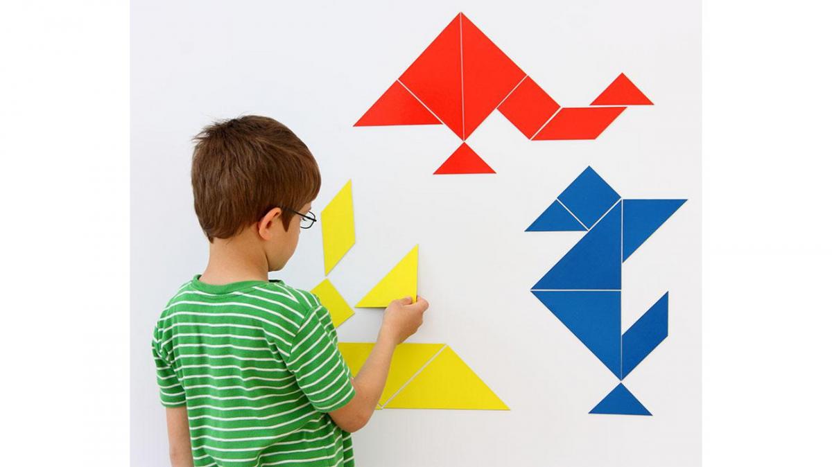 Tangram cu 21 de piese magnetice colorate
