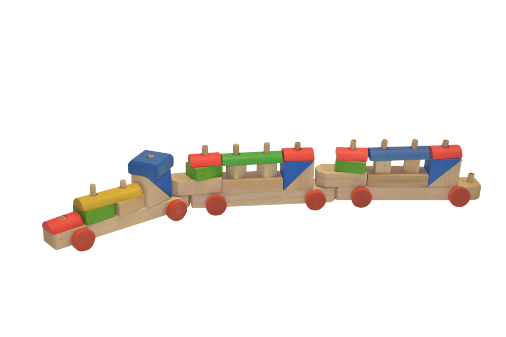 Trenuleț cu forme geometrice din lemn