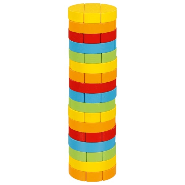 Turnul instabil rotund cu 51 de piese colorate din lemn
