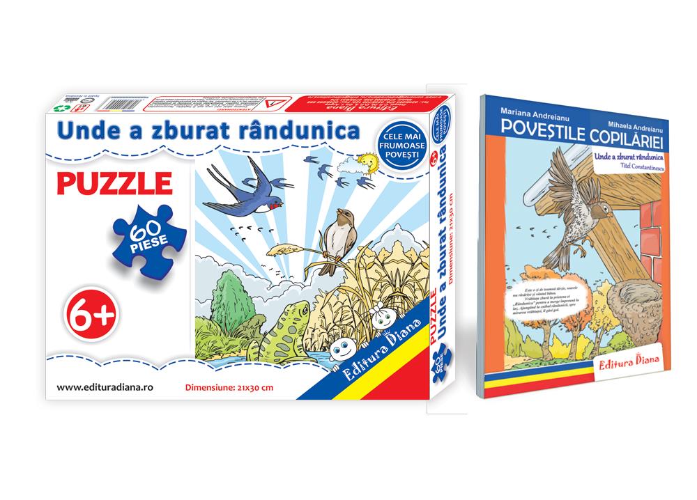 Unde a zburat randunica - set puzzle + carte tip acordeon