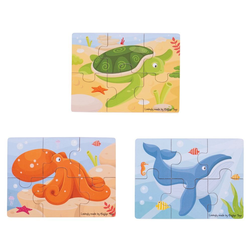 Viața marină ( 6 piese de puzzle) - 3 puzzle-uri