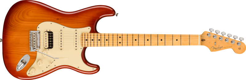 Chitare electrice - Chitara electrica American PRO II Stratocaster HSS (Culori Fender: Sienna Sunburst; Fretboard: Maple), guitarshop.ro