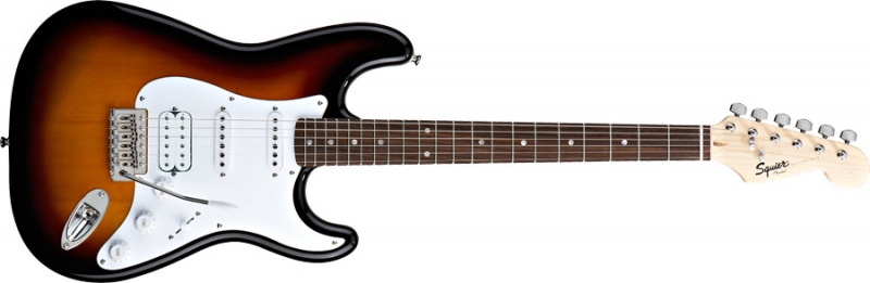 Chitare electrice - Chitara electrica Squier Bullet Stratocaster HSS (Culoare: Brown Sunburst; Fretboard: Indian Laurel), guitarshop.ro