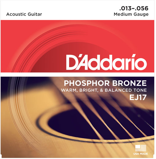 Corzi chitara acustica - Corzi acustica D'Addario EJ17 13-56 Phosphor Bronze Medium, guitarshop.ro
