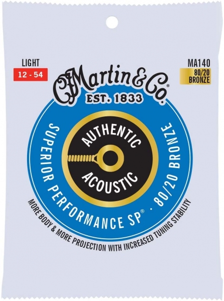 Corzi chitara acustica - Corzi acustica Martin MA140 Authentic Acoustic SP Light 80/20, guitarshop.ro