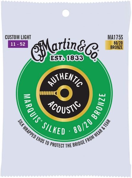 Corzi chitara acustica - Corzi acustica Martin MA175S Authentic Acoustic Silked Custom Light 80/20, guitarshop.ro