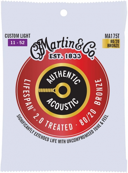 Corzi chitara acustica - Corzi acustica Martin MA175T Authentic Acoustic Treated Custom Light 80/20, guitarshop.ro