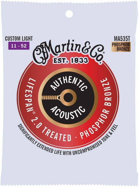 Corzi chitara acustica - Corzi acustica Martin MA535T Authentic Acoustic Treated Custom Light 92/8, guitarshop.ro