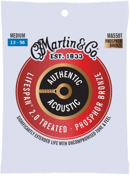 Corzi chitara acustica - Corzi acustica Martin MA550T Authentic Acoustic Treated Medium 92/8, guitarshop.ro