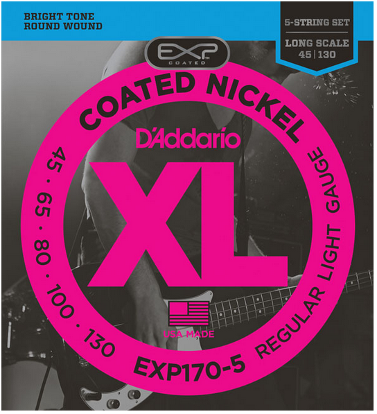 Corzi chitara bass - Corzi bass D'Addario EXP170-5 45-130 Long, guitarshop.ro