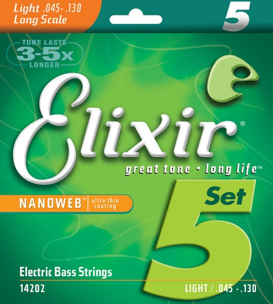 Corzi chitara bass - Corzi bass Elixir 14202 5-string 45-130 Light NW, guitarshop.ro