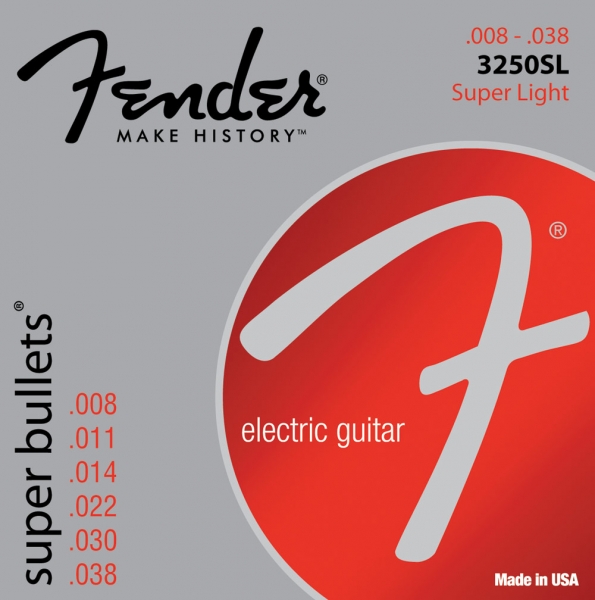 Corzi chitara electrica - Corzi chitara electrica Fender Super Bullets 3250SL Nickel Plated Steel Bullet End 8-38, guitarshop.ro