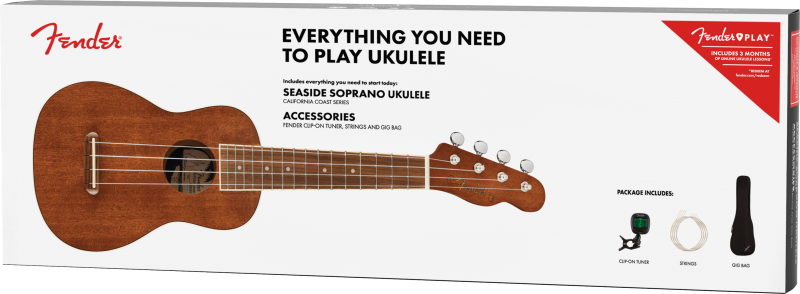 Ukulele - Set Ukulele Fender Seaside Soprano Natural, guitarshop.ro
