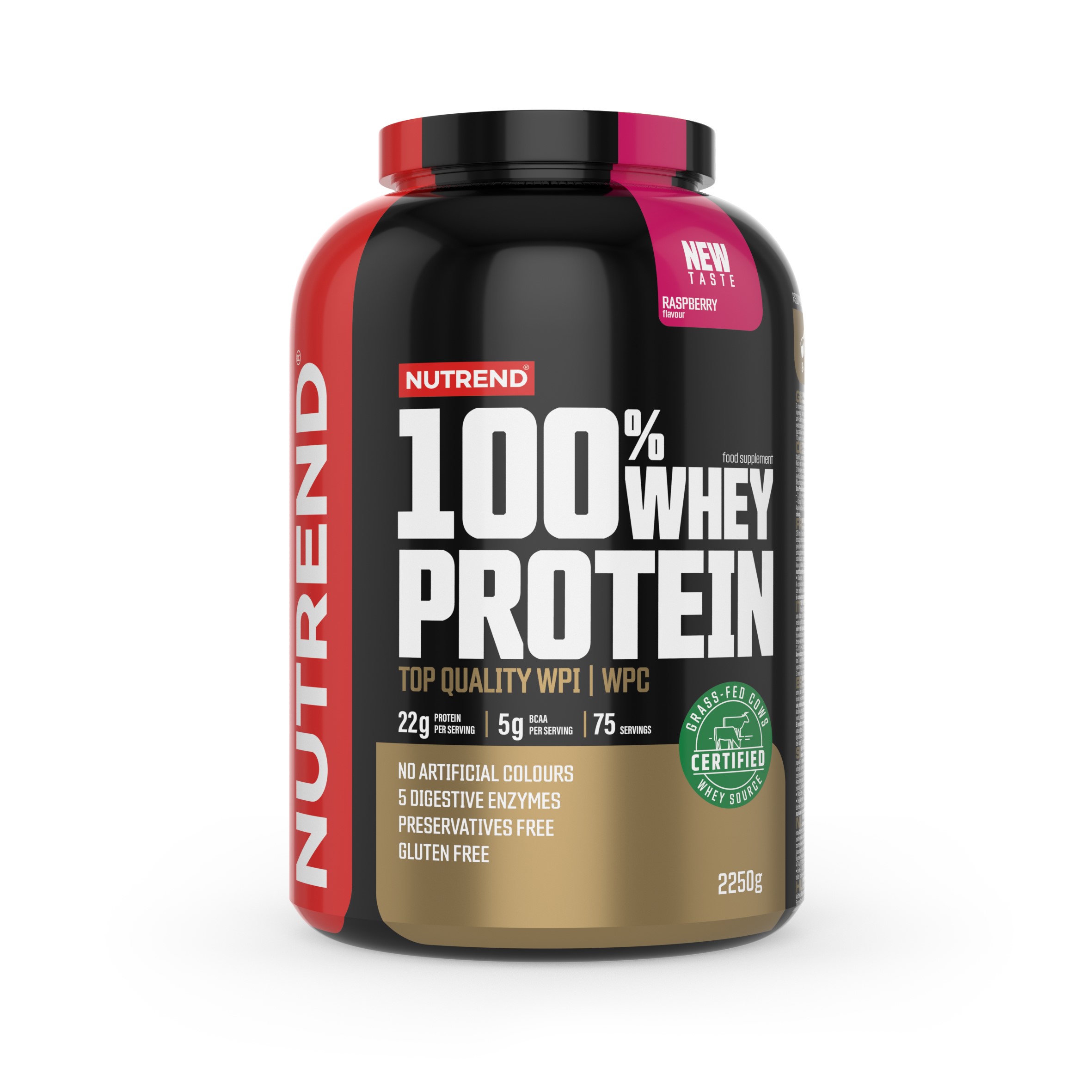 Whey & Izolat - Nutrend 100% Whey Protein 2250g Raspberry