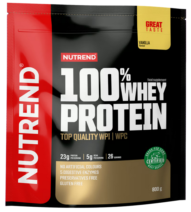 Whey & Izolat - 100% Whey Protein 800g Nutrend Proteină premium din zer Vanilie, advancednutrition.ro