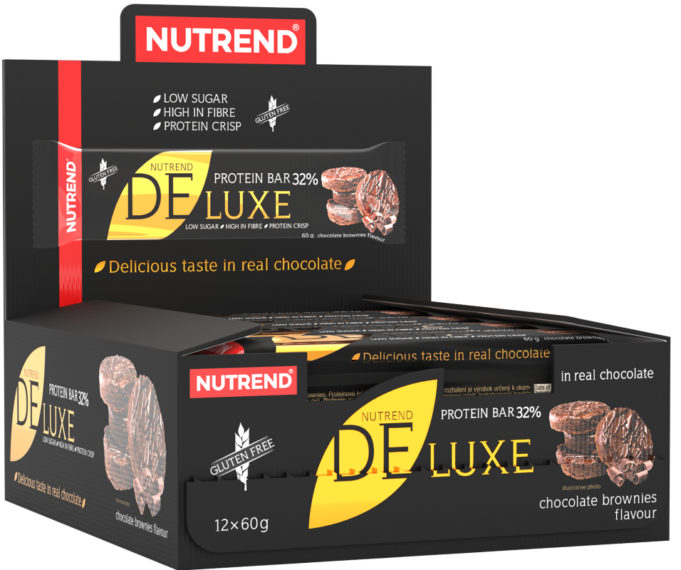 Batoane & Shake-uri - 12 Batoane x 60g Deluxe Protein Bar cu 32% Proteine Nutrend Chocolate Brownies, advancednutrition.ro
