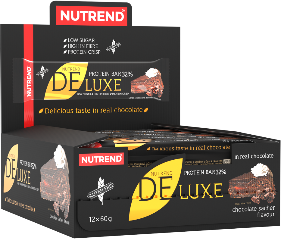 Batoane & Shake-uri - 12 Batoane x 60g Deluxe Protein Bar cu 32% Proteine Nutrend Chocolate Sacher, advancednutrition.ro
