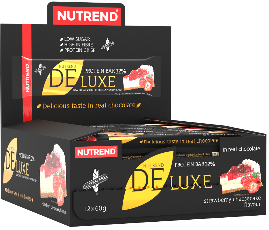 Batoane & Shake-uri - 12 Batoane x 60g Deluxe Protein Bar cu 32% Proteine Nutrend Strawberry Cheesecake, advancednutrition.ro