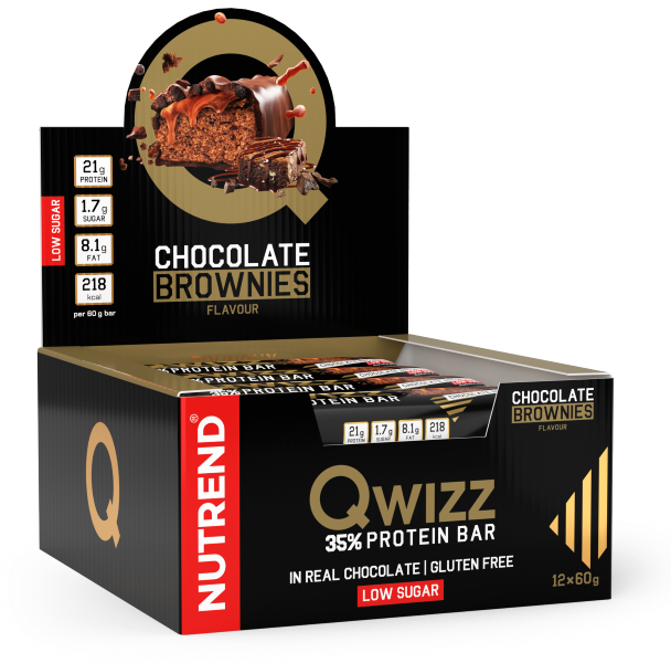Batoane & Shake-uri - 12 Batoane x 60g Qwizz Protein Bar Nutrend Chocolate Brownies, advancednutrition.ro