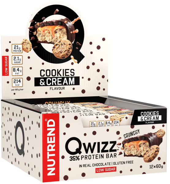 Batoane & Shake-uri - 12 Batoane x 60g Qwizz Protein Bar Nutrend Cookies Cream, advancednutrition.ro