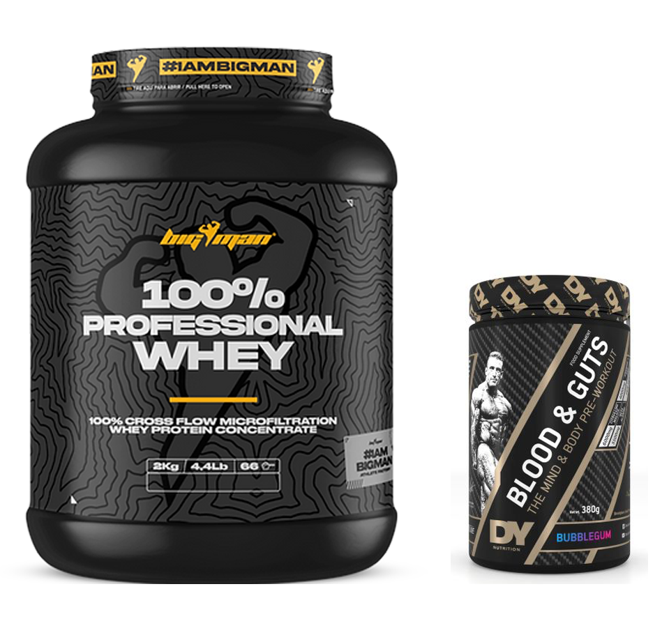 Pachete Promotionale - BigMan 100% Professional Whey 2000g DY NUTRITION Blood & Guts 380g