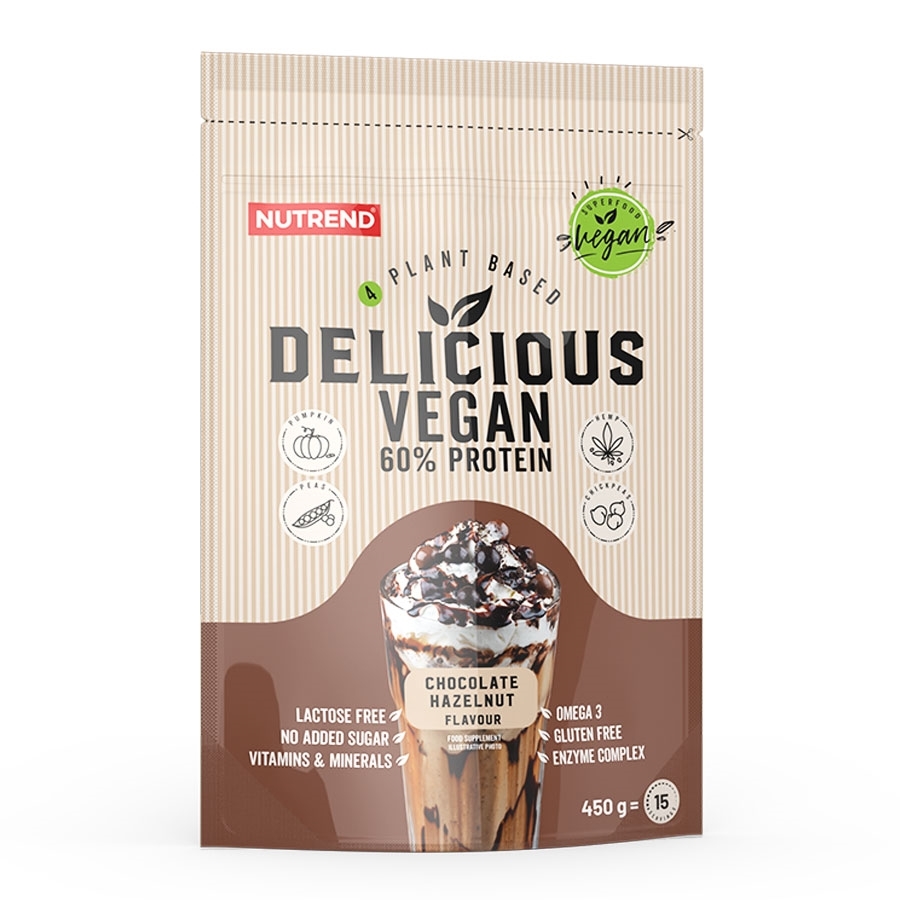 RAW&VEGAN&BIO - Delicious Vegan Protein 450g Chocolate Hazelnu Nutrend