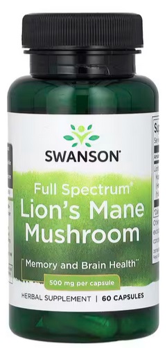 Pentru Somn & Relaxare - Full Spectrum Lion's Mane Mushroom 500mg 60 Capsule Swanson, advancednutrition.ro