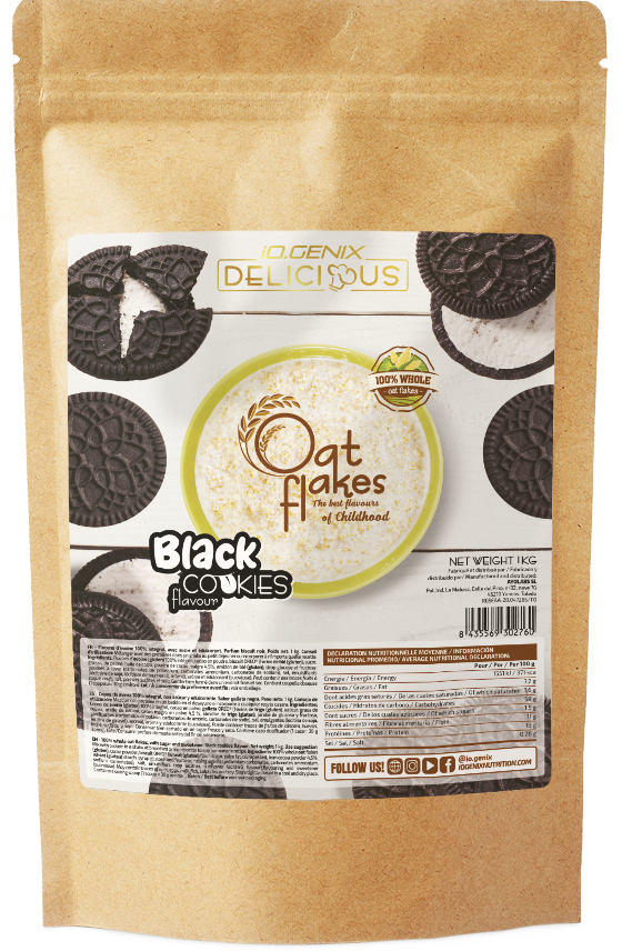 Gustari proteice & Sosuri - IOGENIX DELICIOUS OATFLAKES 1Kg Black Cookies, advancednutrition.ro